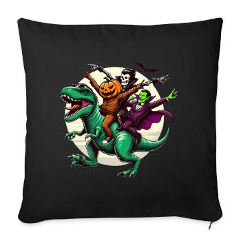 Spooky Trio Riding TRex Halloween Fun - Sofa pillowcase 17,3'' x 17,3'' (45 x 45 cm) - black - Front