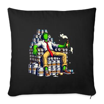 Weekend Throne Funny Beer King Design - Sofa pillowcase 17,3'' x 17,3'' (45 x 45 cm) - black - Front