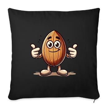 Drôle d’amande dessin animé lait blague design - Housse de coussin décorative 45 x 45 cm - noir - Devant