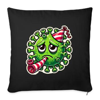 Conception d’autocollant de fête de germe triste - Housse de coussin décorative 45 x 45 cm - noir - Devant