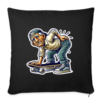 Funny Older Skater Cartoon Design - Sofa pillowcase 17,3'' x 17,3'' (45 x 45 cm) - black - Front