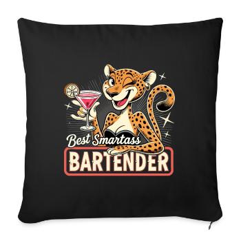 Barkeeperin Barfrau Leopardin Leopard Geschenk - Sofakissenbezug 45 x 45 cm - Schwarz - Vorne