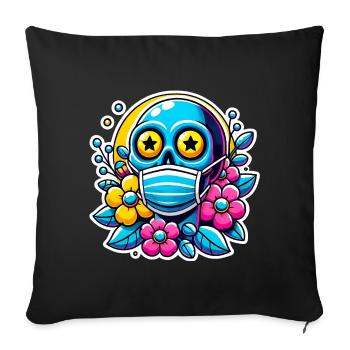 Dead Inside Skull with Rainbow Flowers - Sofa pillowcase 17,3'' x 17,3'' (45 x 45 cm) - black - Front