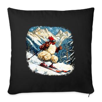 Poulet de ski - Housse de coussin décorative 45 x 45 cm - noir - Devant