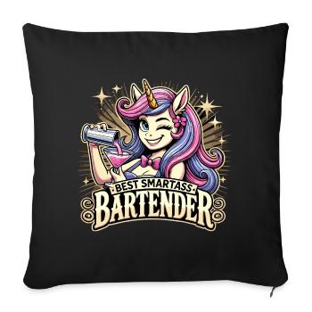 Barkeeperin Barfrau Einhorn Geschenk - Sofakissenbezug 45 x 45 cm - Schwarz - Vorne