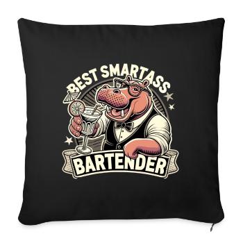 Barman Barman Hippopotame Cadeau Hippopotame - Housse de coussin décorative 45 x 45 cm - noir - Devant