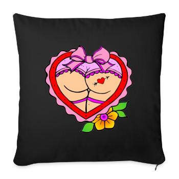 Heart Bow Cheeky Cartoon lustiger Retro - Sofakissenbezug 45 x 45 cm - Schwarz - Vorne