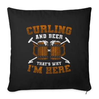 Curling Team Team Wischer - Sofakissenbezug 45 x 45 cm - Schwarz - Vorne