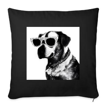 Black and white dog with sunglasses - Sofa pillowcase 17,3'' x 17,3'' (45 x 45 cm) - black - Front