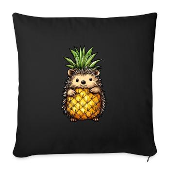 Hérisson ananas - Housse de coussin décorative 45 x 45 cm - noir - Devant