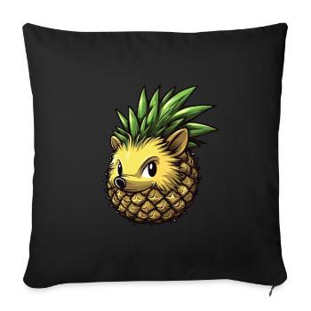 Hérisson ananas - Housse de coussin décorative 45 x 45 cm - noir - Devant