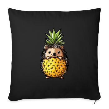 Hérisson ananas - Housse de coussin décorative 45 x 45 cm - noir - Devant