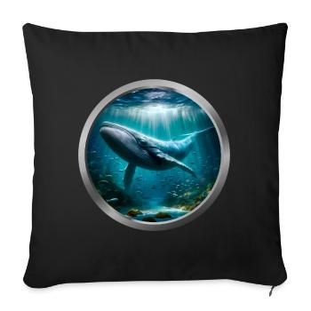 Humpback Whale - 2 - Sofa pillowcase 17,3'' x 17,3'' (45 x 45 cm) - black - Front