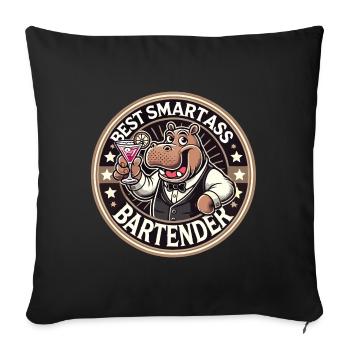 Barman Barman Hippopotame Cadeau Hippopotame - Housse de coussin décorative 45 x 45 cm - noir - Devant