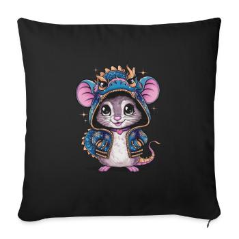 Cartoon Kawaii Mouse with Dragon Outfit - Sofa pillowcase 17,3'' x 17,3'' (45 x 45 cm) - black - Front