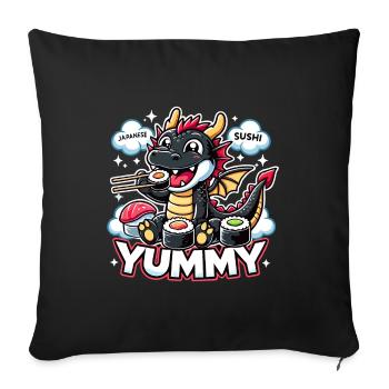 Dragon Maki Sushi Yummy Kawaii Cadeau - Housse de coussin décorative 45 x 45 cm - noir - Devant