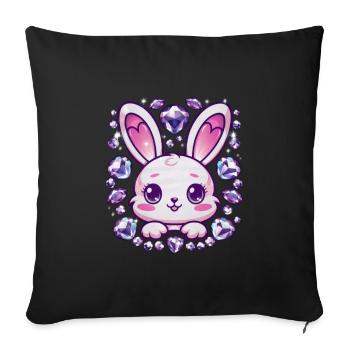 Lapin Kawaii dans le style dessin animé - Housse de coussin décorative 45 x 45 cm - noir - Devant