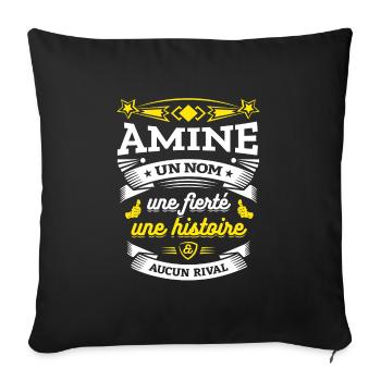AMINE UN NOM UNE FIERTÉ AUCUN RIVAL - Housse de coussin décorative 45 x 45 cm - noir - Devant
