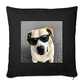 Hund mit Sonnenbrille - Sofakissenbezug 45 x 45 cm - Schwarz - Vorne