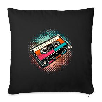 Compact Cassette Cassette Tape 90s Gift - Sofa pillowcase 17,3'' x 17,3'' (45 x 45 cm) - black - Front