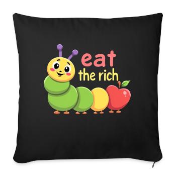 Ver affamé - Chenille Kawaii - Housse de coussin décorative 45 x 45 cm - noir - Devant