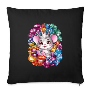 Cartoon Kawaii Mouse with Crown - Sofa pillowcase 17,3'' x 17,3'' (45 x 45 cm) - black - Front