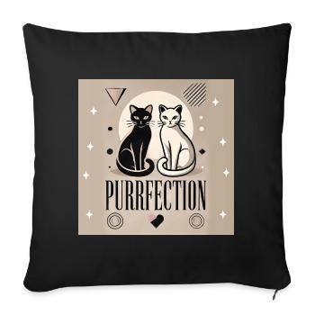Purrfection - Elegant Cat Duo in Black and White - Sofa pillowcase 17,3'' x 17,3'' (45 x 45 cm) - black - Front