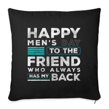 Homme Journée Alcool Mâle Chariot à bras - Housse de coussin décorative 45 x 45 cm - noir - Devant
