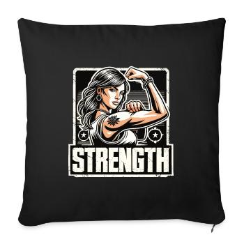 Strength strong woman stretches arm to success gift - Sofa pillowcase 17,3'' x 17,3'' (45 x 45 cm) - black - Front
