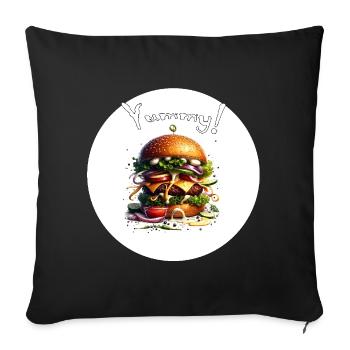 Yummy Burger Art - Sofa pillowcase 17,3'' x 17,3'' (45 x 45 cm) - black - Front