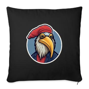 Aigle avec chapeau - Housse de coussin décorative 45 x 45 cm - noir - Devant