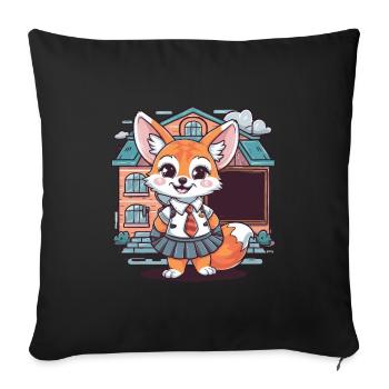 Fennek Desert Fox with School Uniform - Sofa pillowcase 17,3'' x 17,3'' (45 x 45 cm) - black - Front