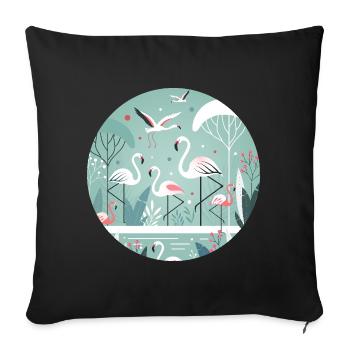 Flamingo Illustration in Tropical Environment - Sofa pillowcase 17,3'' x 17,3'' (45 x 45 cm) - black - Front