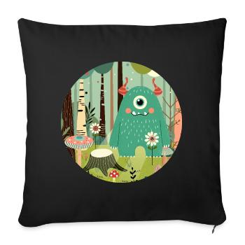 Cute monster in the magical forest - Sofa pillowcase 17,3'' x 17,3'' (45 x 45 cm) - black - Front