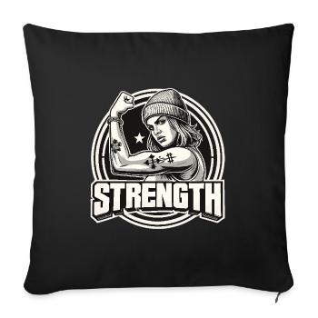 Strength Strong Woman Stretches Arm to Cap Gift - Sofa pillowcase 17,3'' x 17,3'' (45 x 45 cm) - black - Front