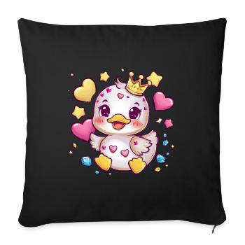 Kawaii duckling with traditional school uniform - Sofa pillowcase 17,3'' x 17,3'' (45 x 45 cm) - black - Front