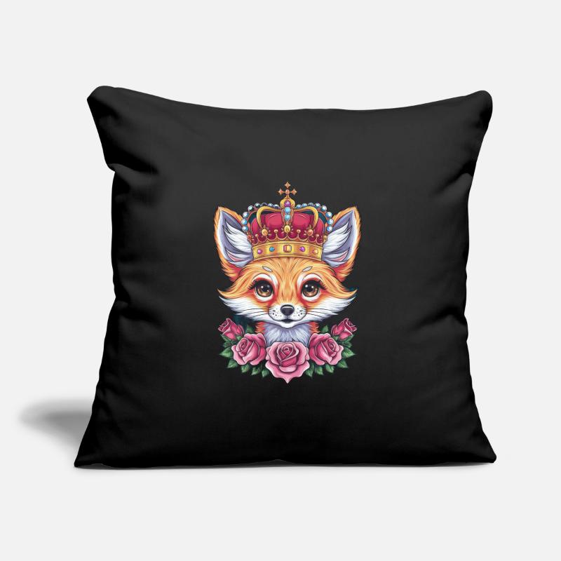 Fennec Desert Fox with Crown and Roses Sofa pillowcase 17,3'' x 17,3'' (45 x 45 cm)
