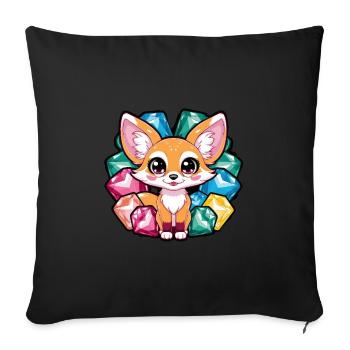 Renard du désert fennec kawaii avec des cœurs colorés - Housse de coussin décorative 45 x 45 cm - noir - Devant