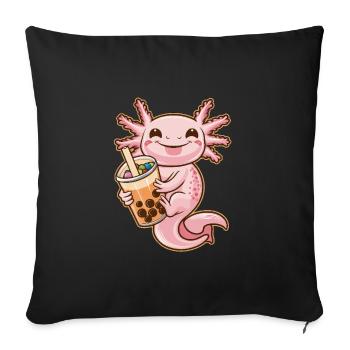 Axolotl kawaii avec bulle japonaise - Housse de coussin décorative 45 x 45 cm - noir - Devant