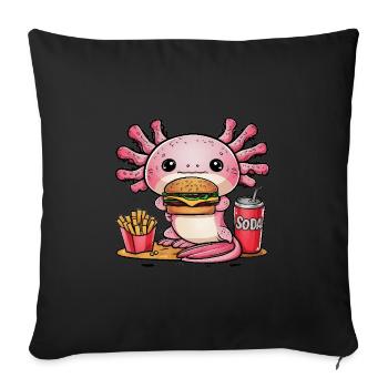 Axolotl Kawaii avec Restauration Rapide - Housse de coussin décorative 45 x 45 cm - noir - Devant