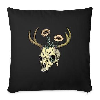 Wendigo Blumen Schädel Wild - Sofakissenbezug 45 x 45 cm - Schwarz - Vorne