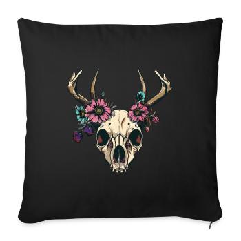 Wendigo Blumen Schädel Wild - Sofakissenbezug 45 x 45 cm - Schwarz - Vorne