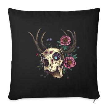 Wendigo Crâne Floral Wild - Housse de coussin décorative 45 x 45 cm - noir - Devant