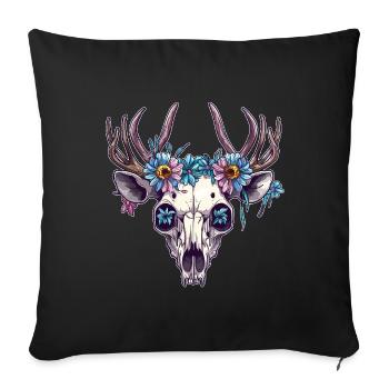 Wendigo Crâne Floral Wild - Housse de coussin décorative 45 x 45 cm - noir - Devant