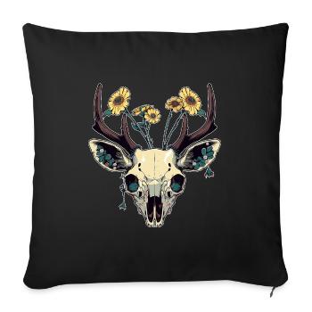 Wendigo Blumen Schädel Wild - Sofakissenbezug 45 x 45 cm - Schwarz - Vorne