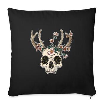 Wendigo Crâne Floral Wild - Housse de coussin décorative 45 x 45 cm - noir - Devant