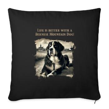Bernese mountain dog - Sofa pillowcase 17,3'' x 17,3'' (45 x 45 cm) - black - Front