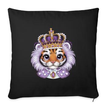 Kawaii tiger with magnificent crown - Sofa pillowcase 17,3'' x 17,3'' (45 x 45 cm) - black - Front