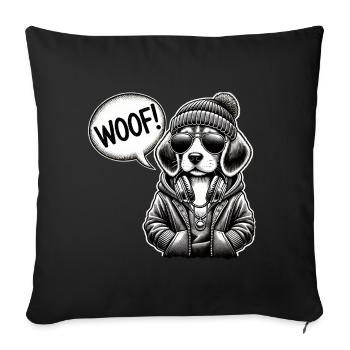 Un chien cool dans le style de la rue - Housse de coussin décorative 45 x 45 cm - noir - Devant