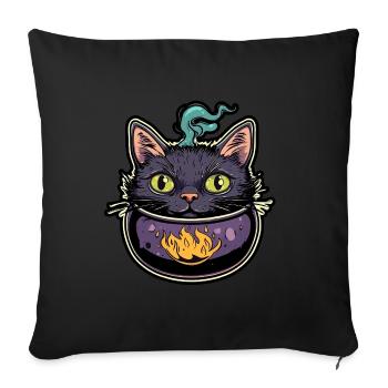 Cat Cauldron Cat Witch Halloween - Sofa pillowcase 17,3'' x 17,3'' (45 x 45 cm) - black - Front